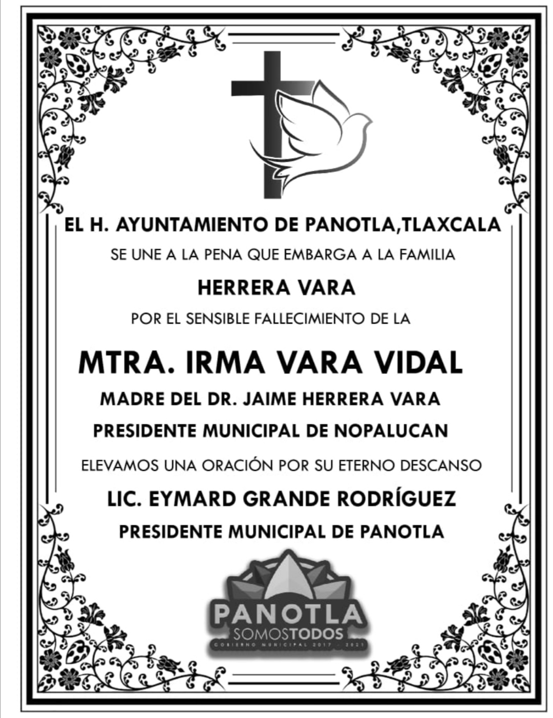 El Ayuntamiento de Panotla se une a la pena que embarga a la familia Herrera Vara.