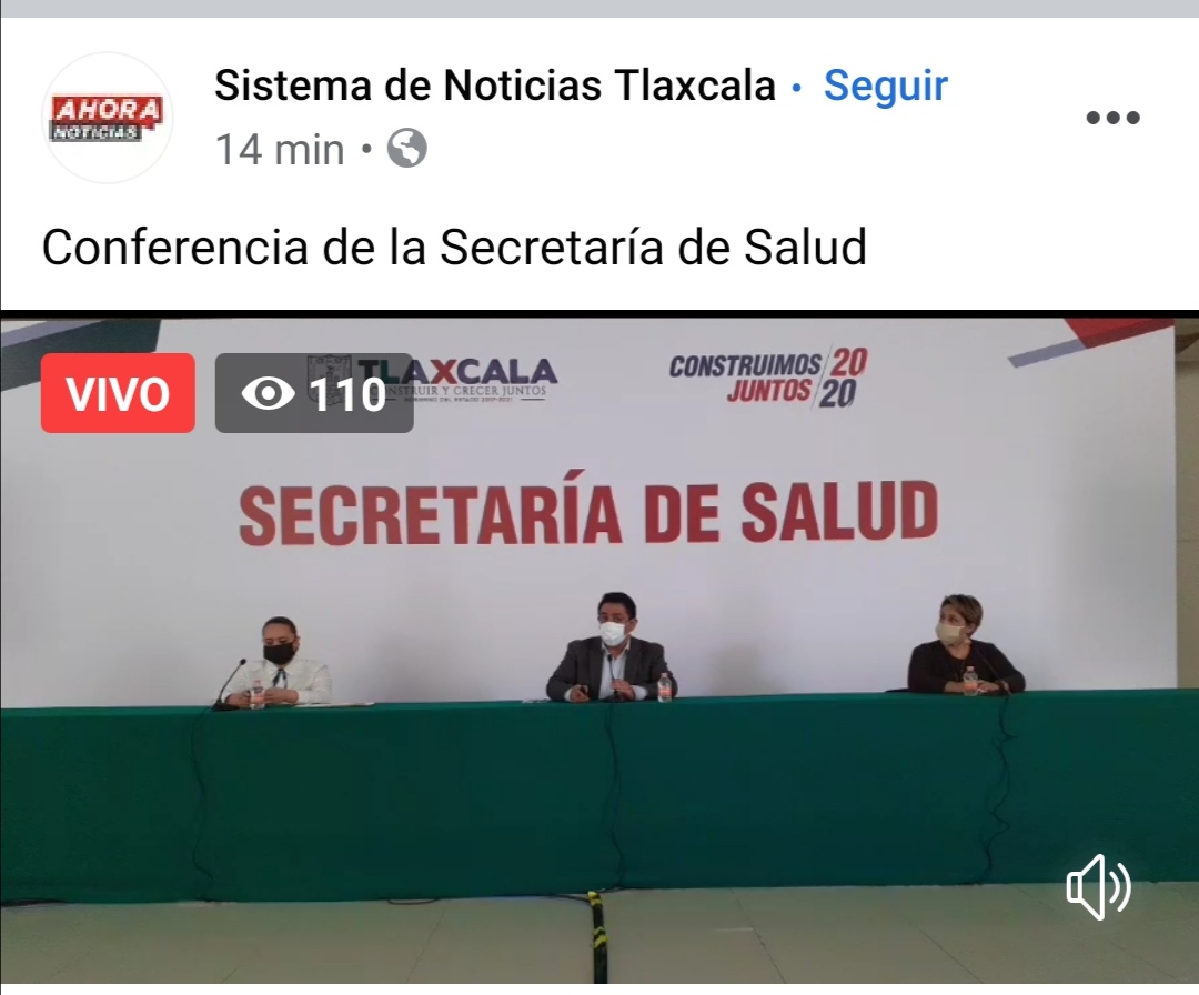 Sigue #EnViVo la Conferencia de prensa de la Secretaría de Salud del estado @SesaTlax, con información de #Covid_19 en #Tlaxcala.