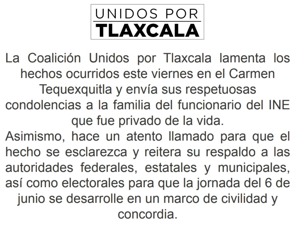 Posicionamiento de la coalición Unidos por Tlaxcala