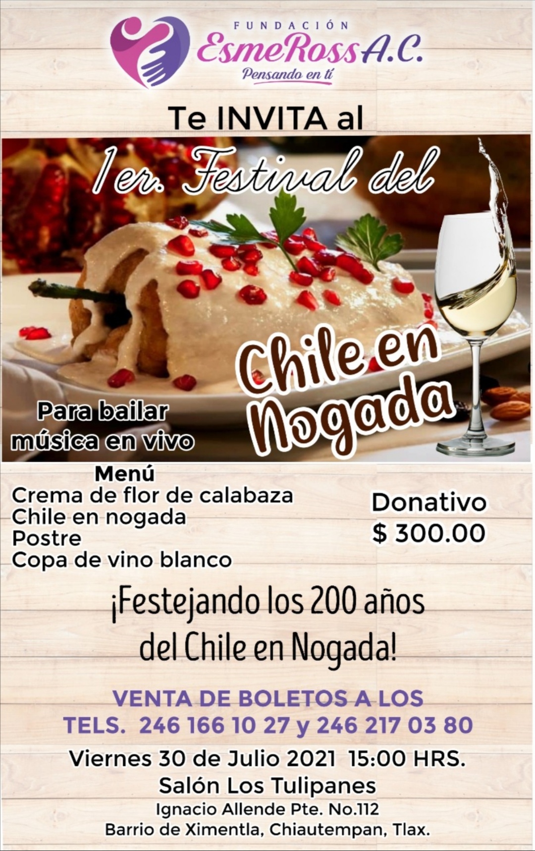 Prepara fundación ,”Esme Ross” el Primer Festival del Chile en Nogada en Chiautempan