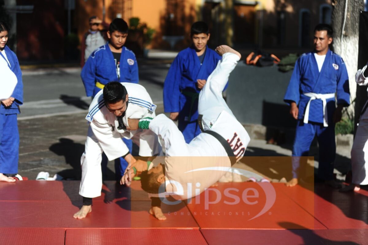 La escuela de Judo Budo Gako realiza una exhibición de artes marciales en la plaza de la constitución