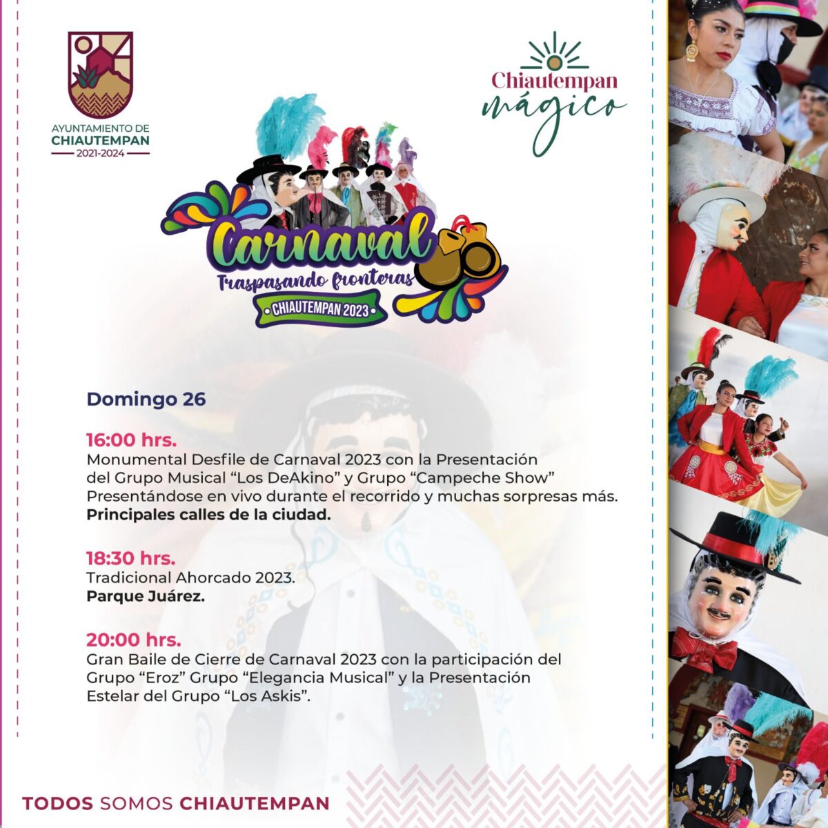 El domingo, gran remate de Carnaval en Chiautempan, habrá desfile y baile popular