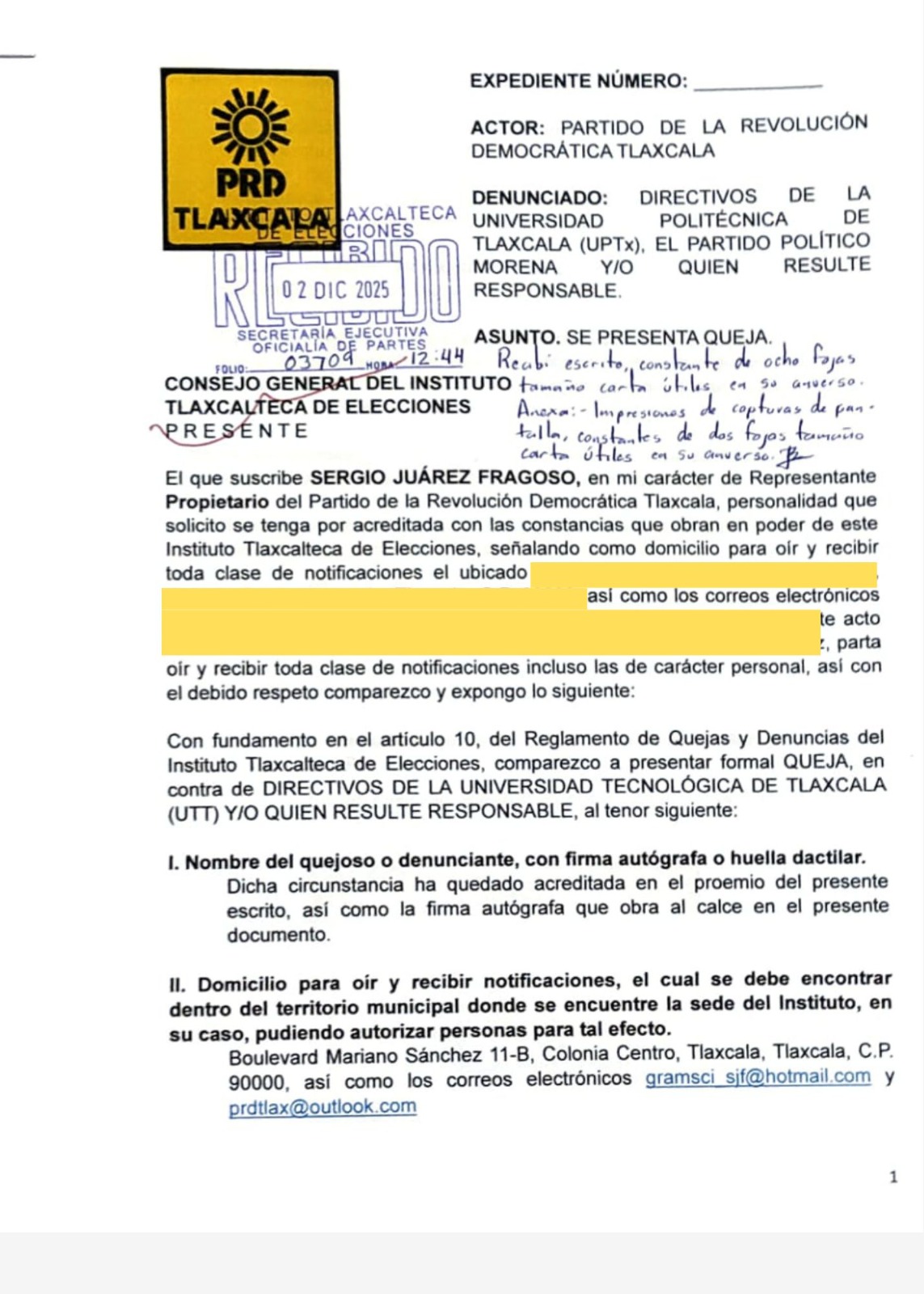 Uso Político de Universidades para afiliarse a Morena es una práctica del viejo PRI: PRD Tlaxcala